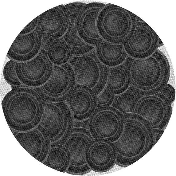Ahgly Company Indoor Round Patterned Charcoal Black Area Rugs, 3' Round