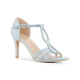 thumbnail image 1 of BLISSFUL STEP Women's Rhinestone Ankle Strap Open Toe Stiletto Heels Sandals Sky Blue (Size 7.5), 1 of 6