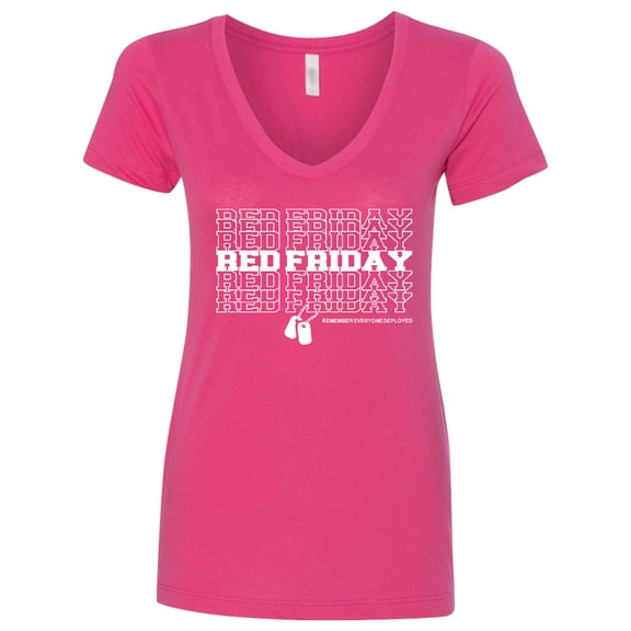 Inktastic Athletic Red Friday Dog Tags Women's V-Neck T-Shirt