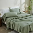 thumbnail image 7 of Simple&Opulence 100% Organic Cotton Bed Sheet Set Elegant Shabby Chic Bedding (1 Flat Sheet, 1 Fitted Sheet and 2 Ruffled Pillowcases) with Charming Feminine Long Ruffle Trim - Sage Green, King, 7 of 7