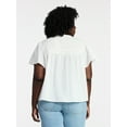 thumbnail image 3 of Terra & Sky Women's Plus Short Sleeve Smock Yoke Top, Sizes 0X-5X, 3 of 5