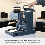 Thyme & Table Barista Grade Espresso Machine with 15-Bar Pressure and Conical Burr Grinder, Atlantic Blue