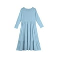 thumbnail image 3 of Girls Tiered Maxi Dress, Solid Color Long Sleeve Flowy Dress with Side Pockets, Perfect for School Concerts, Holidays & Dress-Up Play,Light Blue,160, 3 of 4