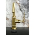 thumbnail image 2 of Kingston Brass KSD2217KL Whitaker One-Handle 1-Hole Bathroom Faucet with Deck Plate and Push Pop-Up Drain in Brushed Brass, 2 of 7