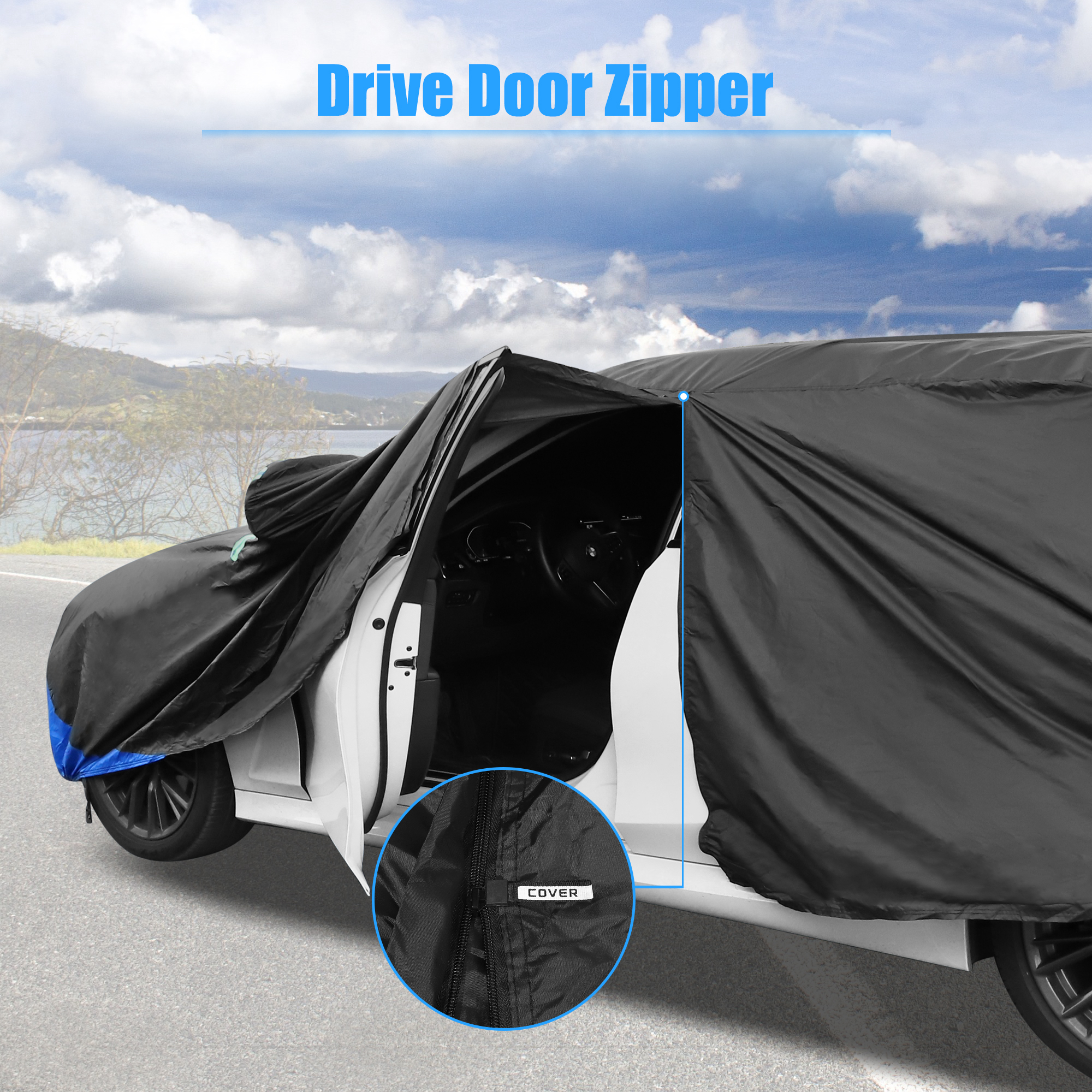 Unique Bargains 3L Car Cover for Outdoor Rain Sun Protection Universal for Sedan 178"-185"
