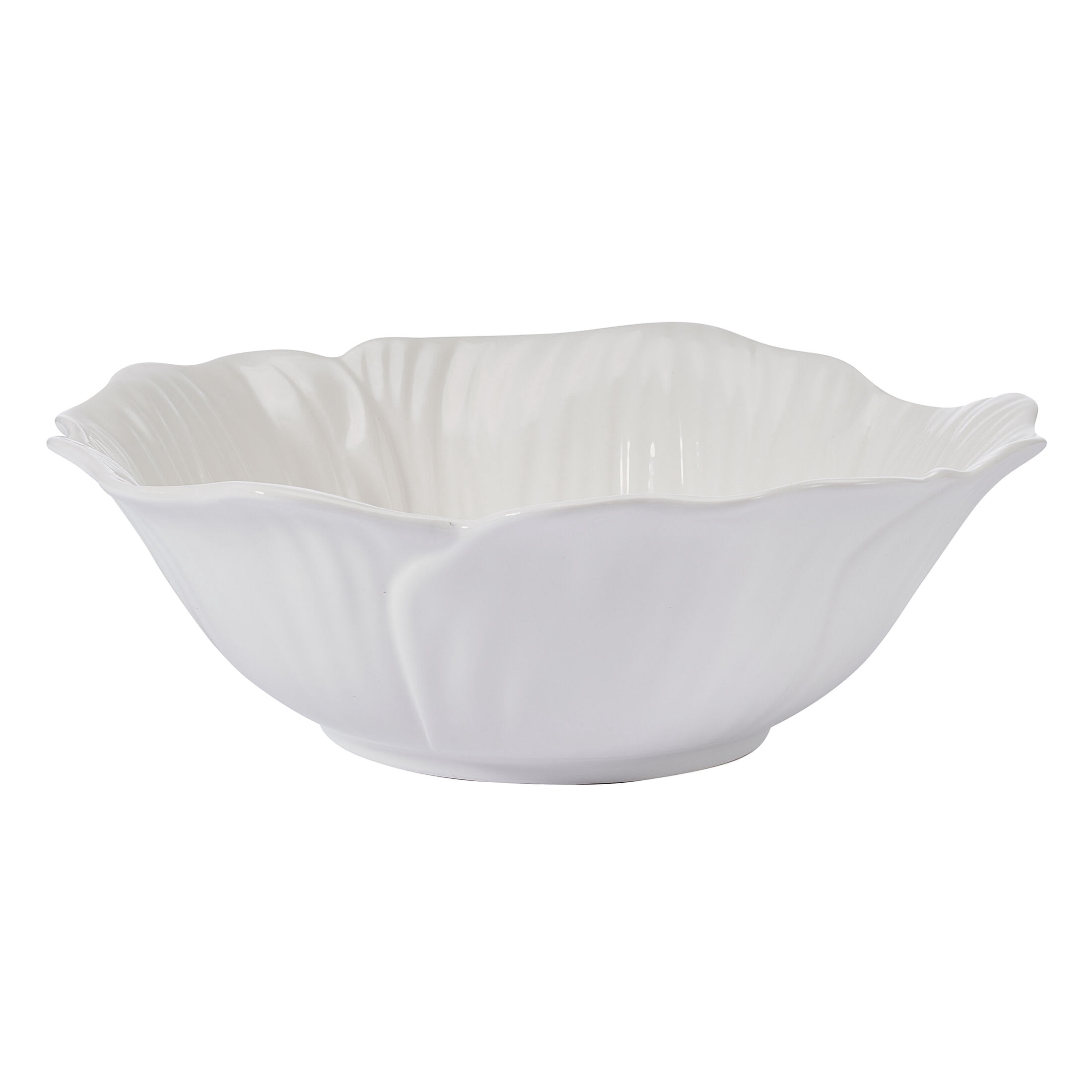 Beautiful by Drew Barrymore Embossed Flower Stoneware 31.5 fl oz Pasta Bowl Set, 4 Piece, White