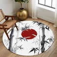 thumbnail image 2 of Round Rugs 5Ft, Black White Botanical Round Area Rug Washable Indoor Throw Carpet, Red Moon Ink Wash Art Soft Non Slip Circle Rug for Cabinet Bathroom Home Decor Aesthetic, 2 of 8