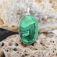 thumbnail image 2 of Natural Green Malachite Oval Shape Wedding Pendant Handmade 925 Sterling Silver Jewelry Cabochon Statement Pendant for Women Perfect Gift for Bridesmaids, 2 of 2