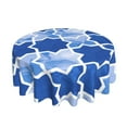 thumbnail image 2 of XMXT Waterproof Round Table Cloth, Blue Watercolor Geometric Tablecloth Polyester Table Cover for Home Kitchen Dining Party Room Decor, 60 inches, 2 of 8