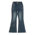 thumbnail image 6 of Low Rise Jeans Girls Wide Leg Jeans Large Front Patch Pockets Washed Denim Pants | Retro girls wide leg denim pants with distinct large front patch pockets, building a perfect versatile casual outfit, 6 of 9