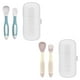 thumbnail image 1 of Utensilios para niños pequeños con estuche de viaje, juego de cuchara y tenedor para bebés para aprender a alimentarse por sí mismos, cubiertos con mango flexible para niños pequeños, 1 of 5