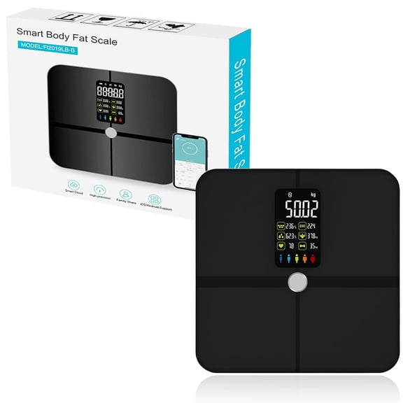 Afoxsos 2024 New Large Display Digital Scale,Full Body Composition Tracking Weight Scale Used to Analyze Different Health Indexes with Free APP(4xAAA Batteries Included), Black