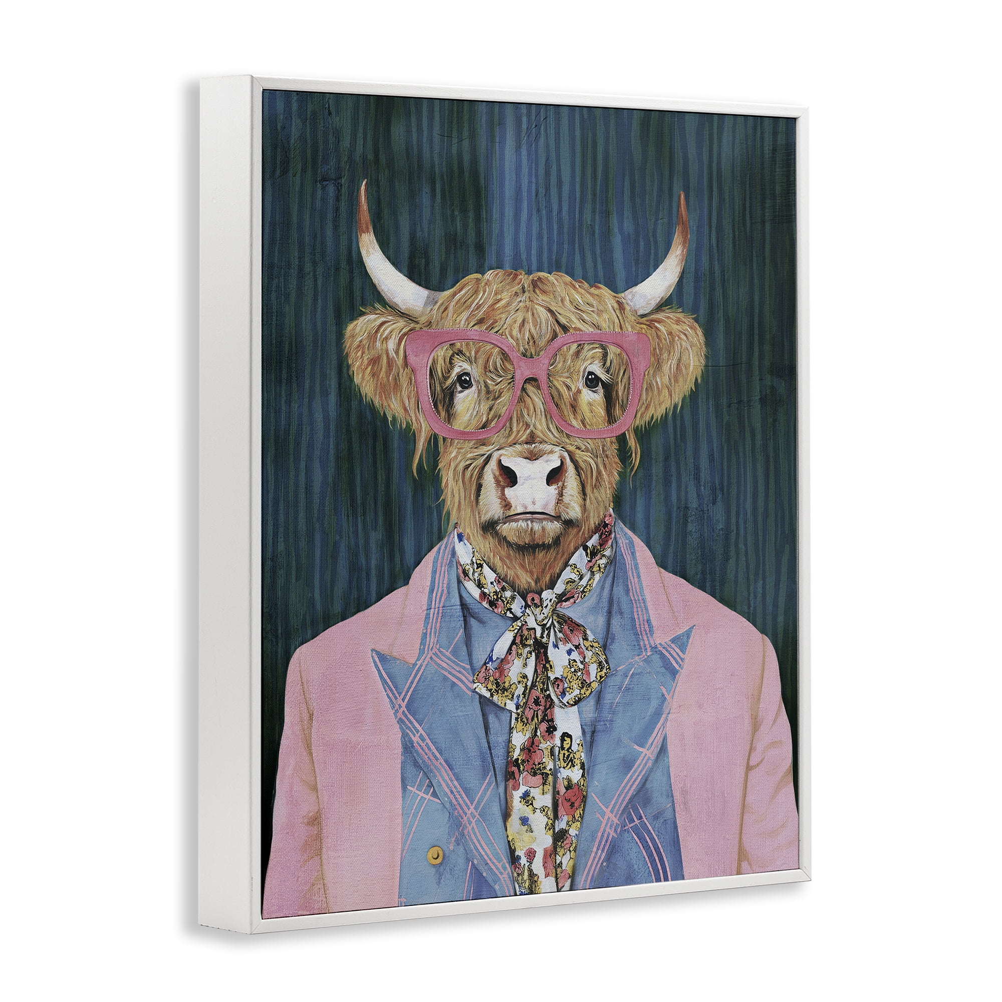 Stupell Industries Gentle Bull Portrait White Framed Giclee Art, design by Svetlana Aleynikova