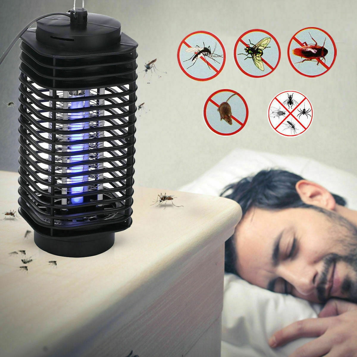 DISEN Dual Purpose Indoor Outdoor 2x Mosquito Lamps Electric Insect Killer Zapper LED Light Fly Bug Trap Pest Control Lamp
