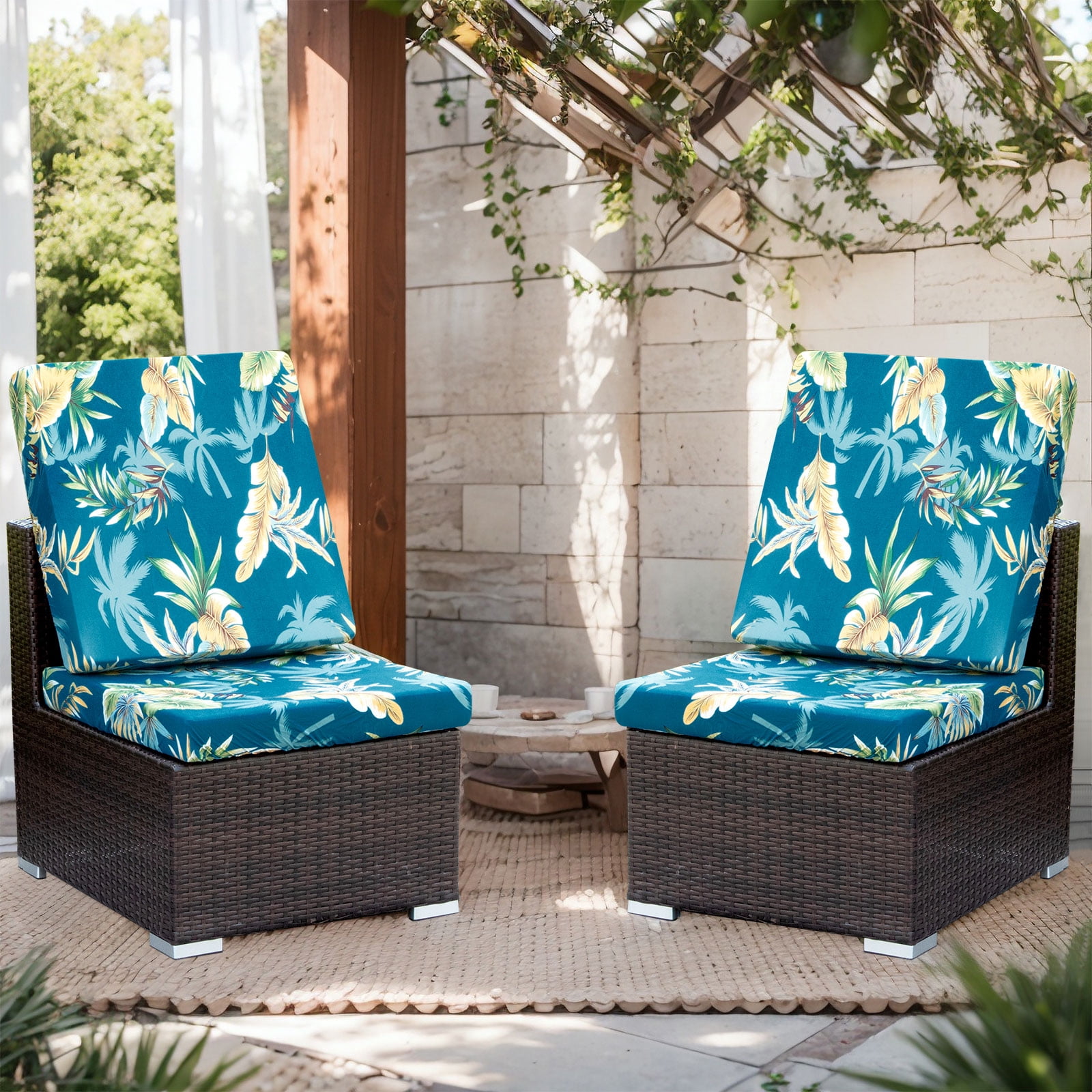 TOPCHANCES 8 Pcs Patio Stretch Sofa Cushion Covers Outdoor Cushion Covers Replacement with Elastic Bottom, Couch Slipcover Sofa Seat Covers Patio Furniture Protector, Vinus