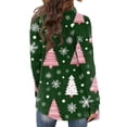 thumbnail image 4 of Women's Fashionable Loose-Fit Casual Cardigan with Christmas Print Mid-Length Coat for Holiday Outfits and Comfortable Wear,Army Green,2XL, 4 of 6