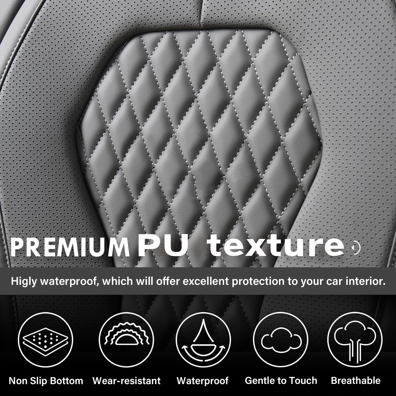 2007-2025 Car Seat Cover for Lexus ES350, Gray Car Seat Covers, Waterproof Leather, 5 Piece Full Set, Easy to Clean and Install, Non-slip, Suitable for All Seasons, Beautify the Interior of Old Cars