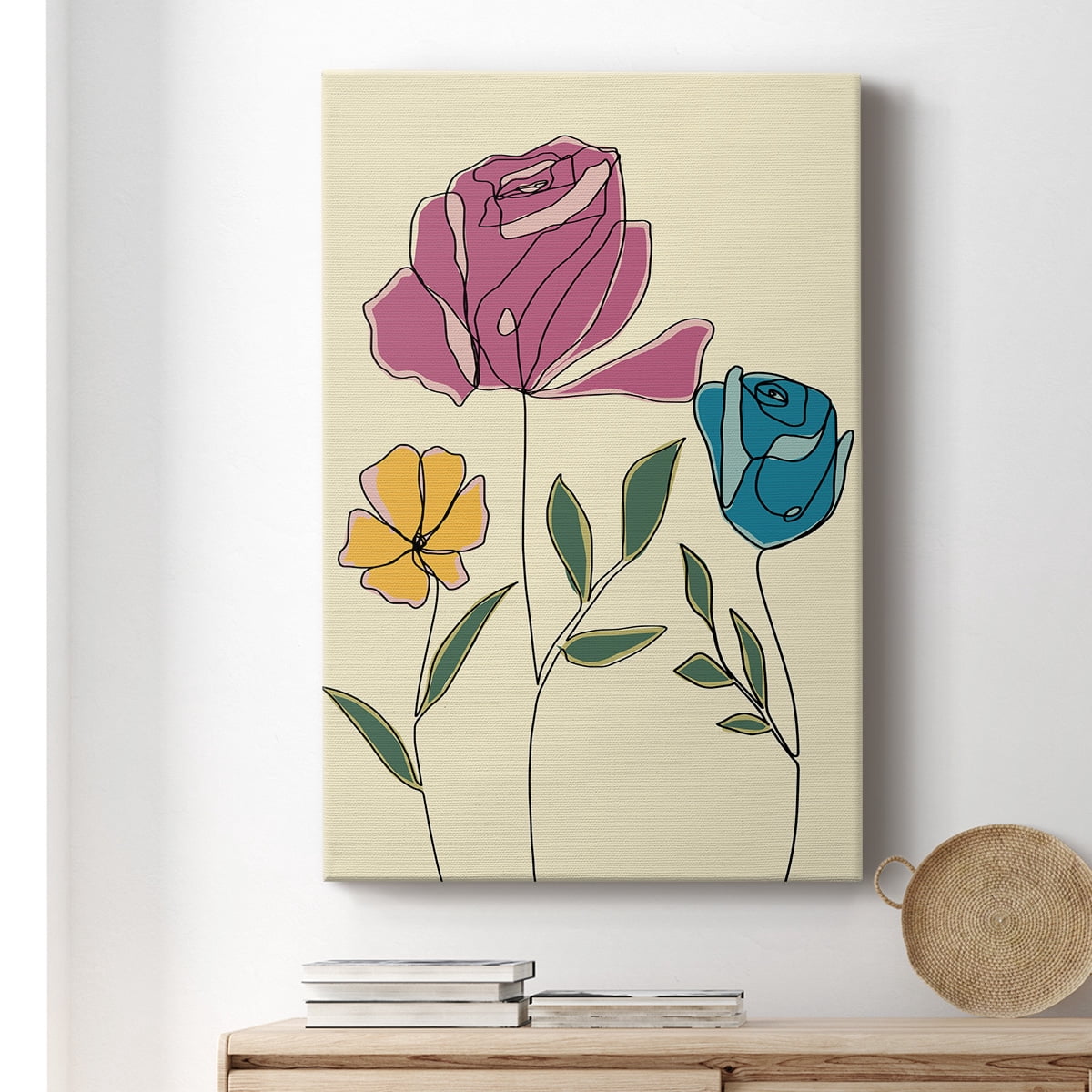 Colored Floral II Premium Gallery Wrapped Canvas - Ready to Hang