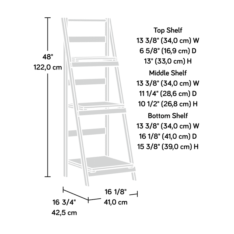 ANBAZAR 37.2 in. H 3-Tier Ladder Shelf Bookcase, Standing Shelf Storage Organizer with Wood and Metal Shelf for Home and Office, Brown