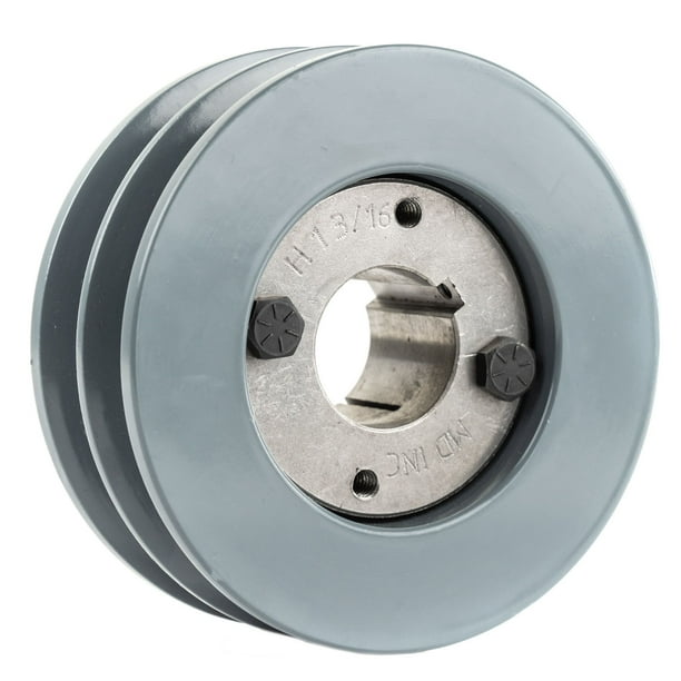 B Section Dual Groove 2 Pc 4.5" Pulley w 13/16" Sheave Shiv Cast Iron