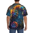 thumbnail image 3 of Logiee Neon Seahorse Underwater Realm Print Men's Button Down Shirts Short Sleeve, Summer Beach Shirts,Vacation Wedding Shirts,Men's Casual Button-Down Shirts with Pocket-X-Large, 3 of 5