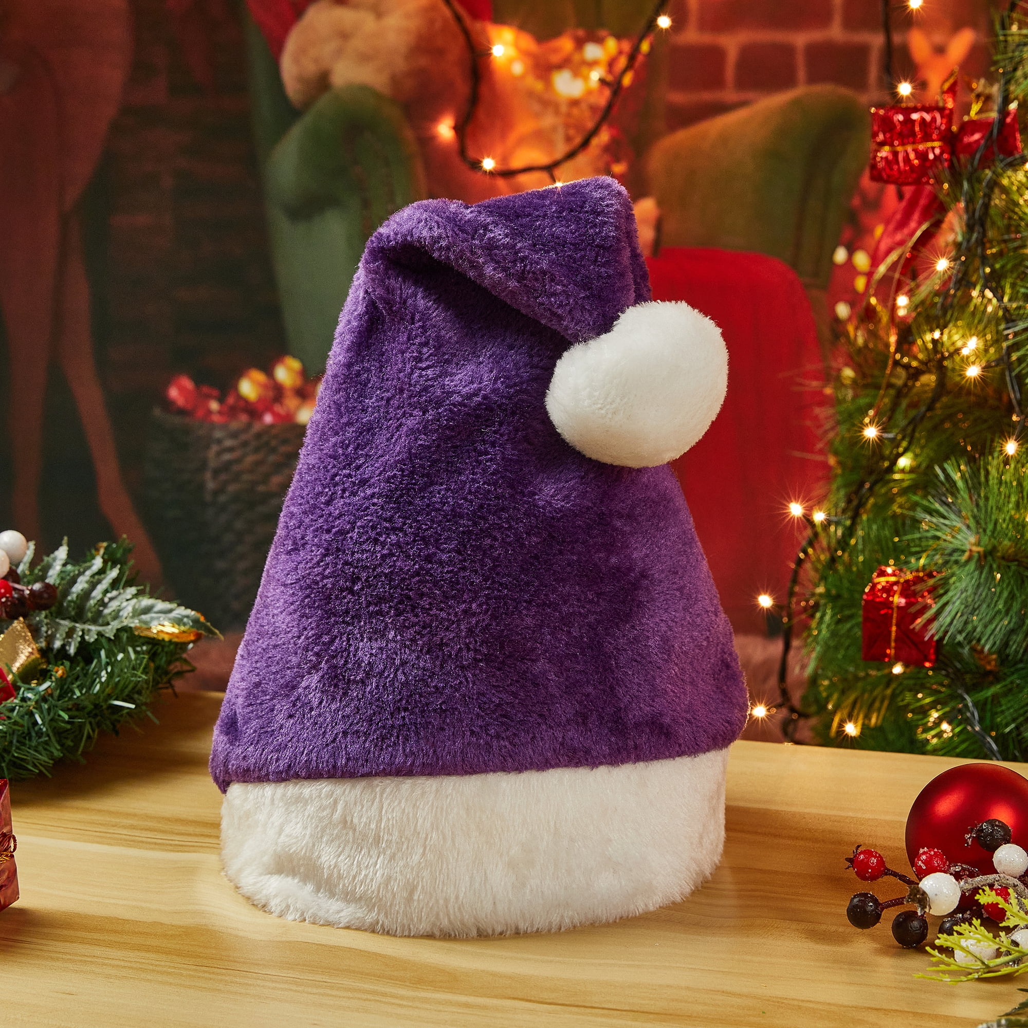 Purple santa hats bulk deals
