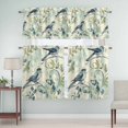 thumbnail image 5 of Watercolor Blue Green Bird Curtain Valances Set Leaf Green Brach Vintage Kitchen Curtains 36&nbsp;inch Length Rod Pocket Valance and Tiers 3 Piece Set Small Bedroom Bathroom Laundry Decor, 5 of 9