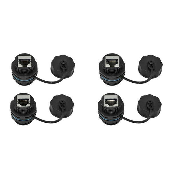 Acoplador de Montaje en Panel RJ45 de 4 Piezas, Conector Pasante LAN Ethernet de Montaje en Panel Industrial Blindado IP68 para CAT6/CAT5E/CAT5