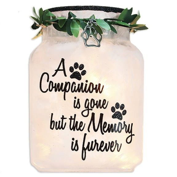 Stony Creek A Companion Dog Memorial, Sympathy, Bereavement Lighted Glass Jar 4.5 x 3.1 x 2.5" Pet Memorial - NEW