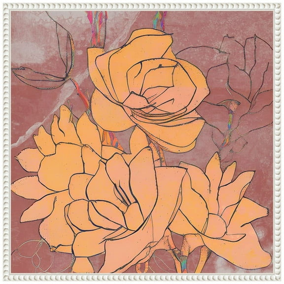 Amanti Art Abstract Pale Roses Framed Canvas Wall Art Print