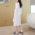 thumbnail image 4 of fheaev Lightweight Robes For Women Waffle Bathrobe Soft Fast-Drying Unisex Couple Loungewear Hotel Robe House Dress Loungewear Long Nightgown With Pockets, 4 of 4