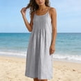 thumbnail image 5 of Kctiaxy Summer Dresses for Women Spaghetti Straps Pleated Front Beach Dress Casual Boho Crewneck Sleeveless A-Line Midi Dress, 5 of 10