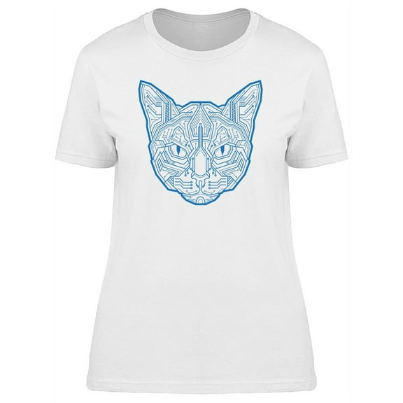 Cat Head With Electronic Circuit T-Shirt Women -Image by Shutterstock, Female XX-Large