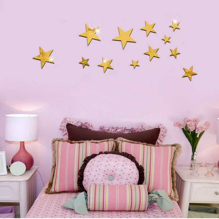 Veki Star Acrylic Mirror Wall Stickers Bedroom Living Room Ceiling Home  Decoration Mirror Wall Stickers Flower Wallpaper And Peel 