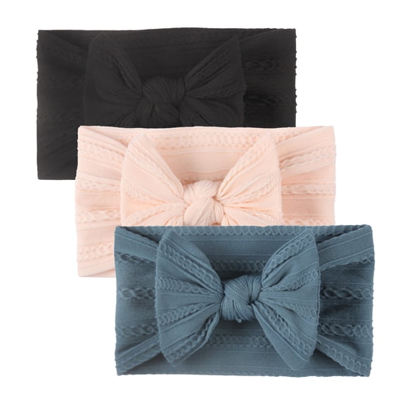 WNVMWI Baby Boys Girls Stretch Bow Hairband Toddler Turban Head Wraps Infant Elastics Hair Accessories 3 Pack E