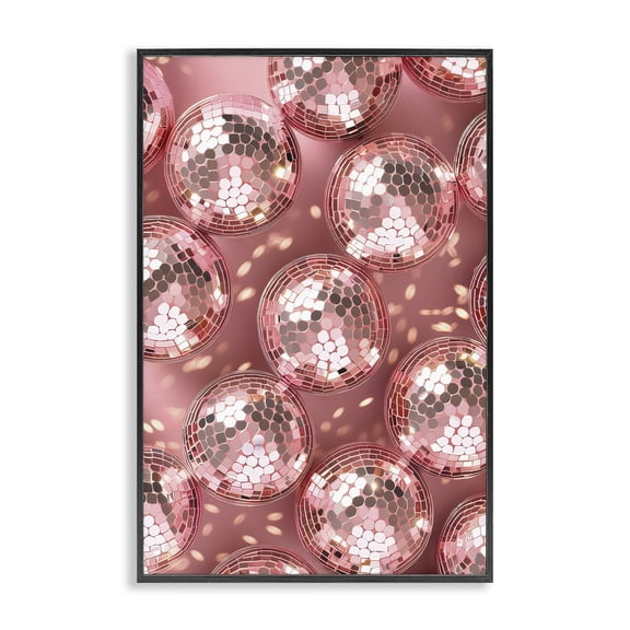 Stupell Industries Art Deco Disco Ball Shimmer Pattern Black Framed Giclee Art, 12 x 18, by LSR Design Studio