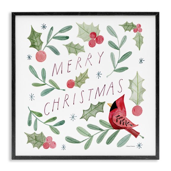 Stupell Industries Soft Whimsical Christmas Holiday Painting Black Framed Art Prints Wall Art, 12 x 12