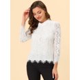 thumbnail image 2 of BluFloral Con Cuello De Volantes Y ManLarCon Encaje Superior PaMujer Blanco 3XL, 2 of 5