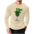thumbnail image 3 of VBTAPA Mens St Patrick's Long Sleeve T-Shirt Shamrock Irish Waffle Shirts Lightweight Crewneck Pullover Tees Khaki XXL, 3 of 6