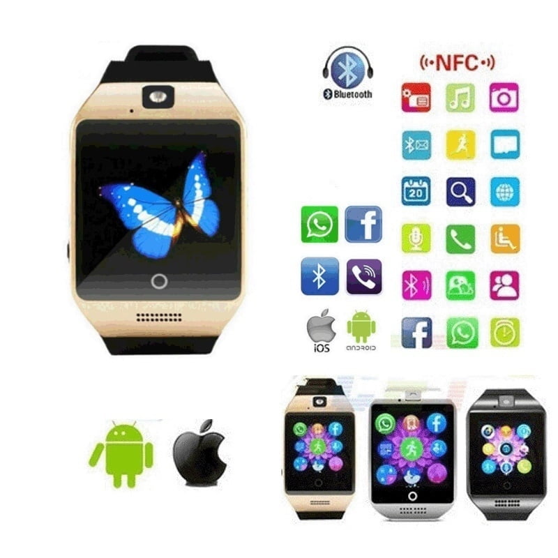 Send A Gift New NFC Bluetooth Smart Watch Q18S with Camera Facebook Sync SMS MP3 Smartwatch Support 2G Sim TF Card for IOS Android Phone Walmart