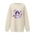 thumbnail image 4 of Christmas Sweatshirts for Women Thin Fleece Crew Neck Print Loose Long Sleeve Sweatshirt Tunic Tops, 4 of 5