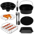 thumbnail image 2 of 9Pcs Accessoires de Friteuse d'Air Ensemble avec l'Acier Inoxydable Brochette Rack Tampon en Silicone Réutilisable 8 Pouces Anti-Adhésif Gâteau Baril Pizza Pan Oeuf Tarte Moule Alimentaire Clip et Plus pour 7L-7.3L Friteuse d'Air, 2 of 11