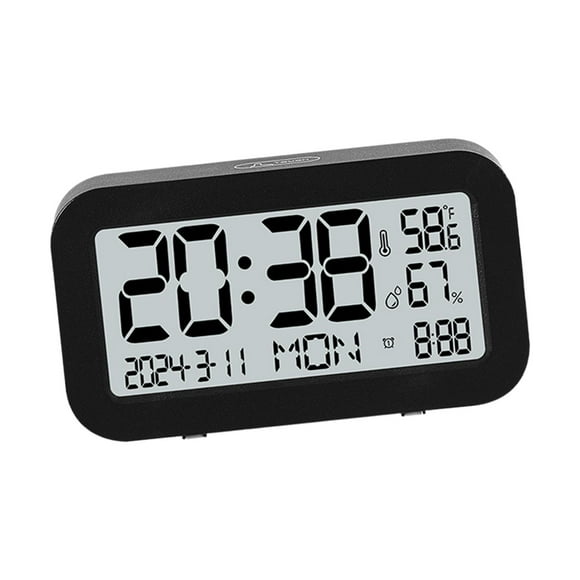 Reloj despertador con función luminosa y pantalla LCD, reloj digital con pantalla LCD grande. Negro