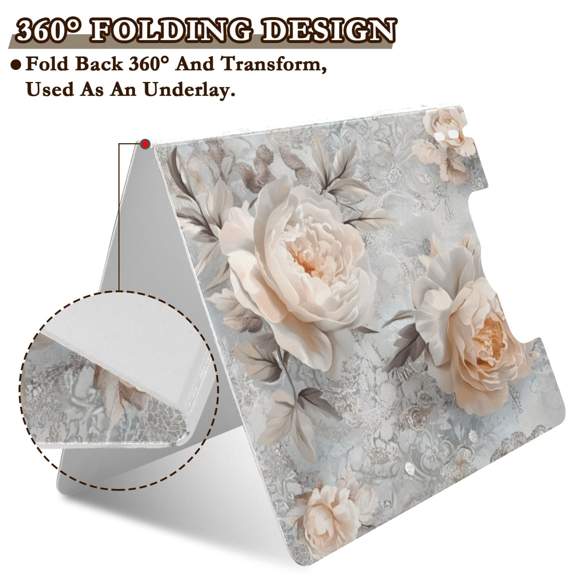 FORMRS A4 Clipboard Folder with Pen Holder Horizontal Foldable School Office Binder, Beautiful Floral