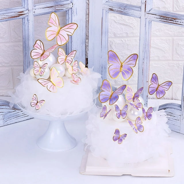 Cqxid Party Greeting Card Under $5 Home & Garden Greeting Card Cake Topper Anti Fall Innovative Lightweight Realistic Butterfly Baking Insert Card Decor