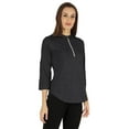 thumbnail image 2 of Inkmeso Stylish Mandarin Collar Top For Women Casual Solid Relaxed-Fit Zipper Front Tunic, 2 of 7