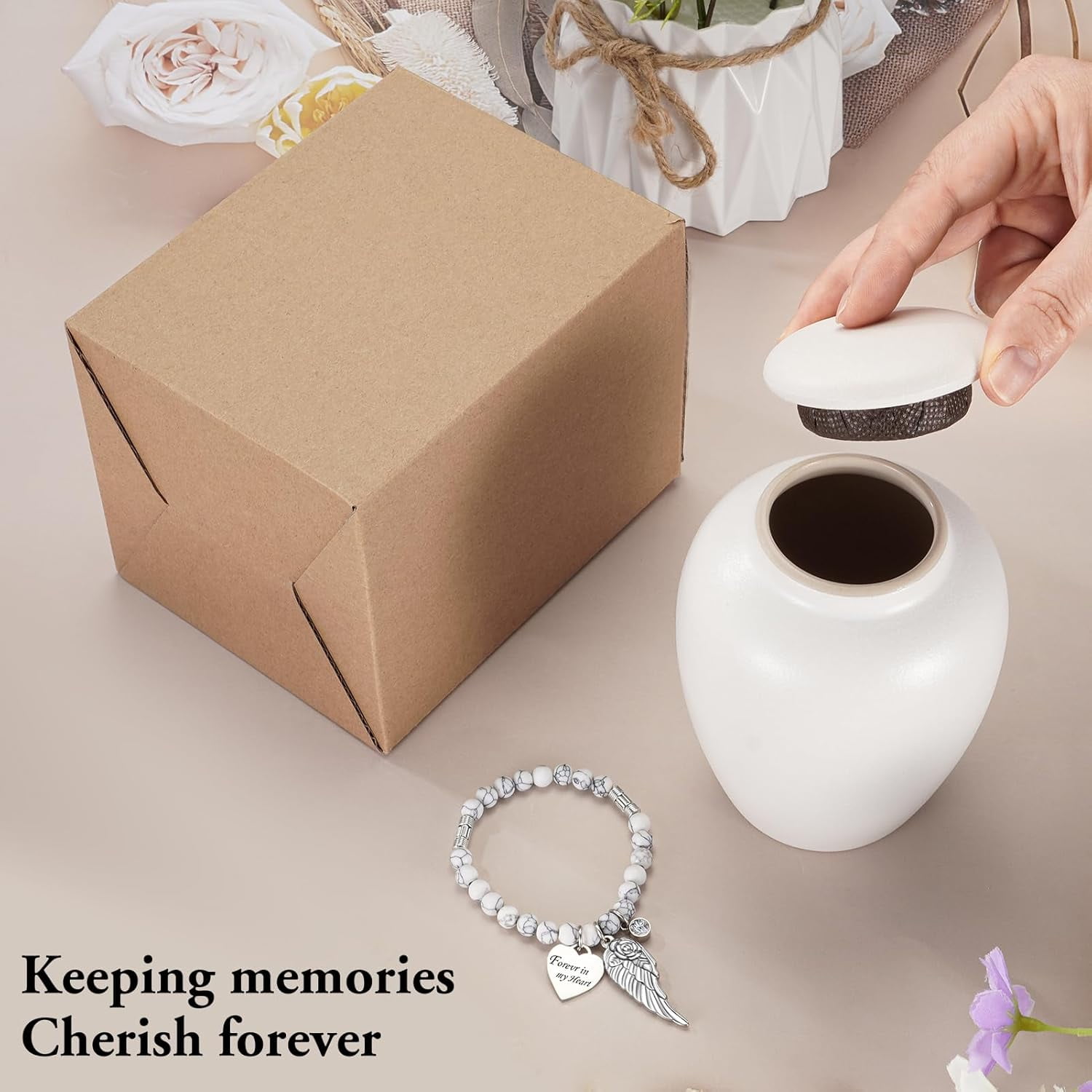 XIUDA Urn for Human Ashes Keepsake- 4.8 Inches Black Ceramic Urn Ashes Keepsake, Medium Memorial Holder Decorative Urn, Funeral Cremation Urns for Women Men