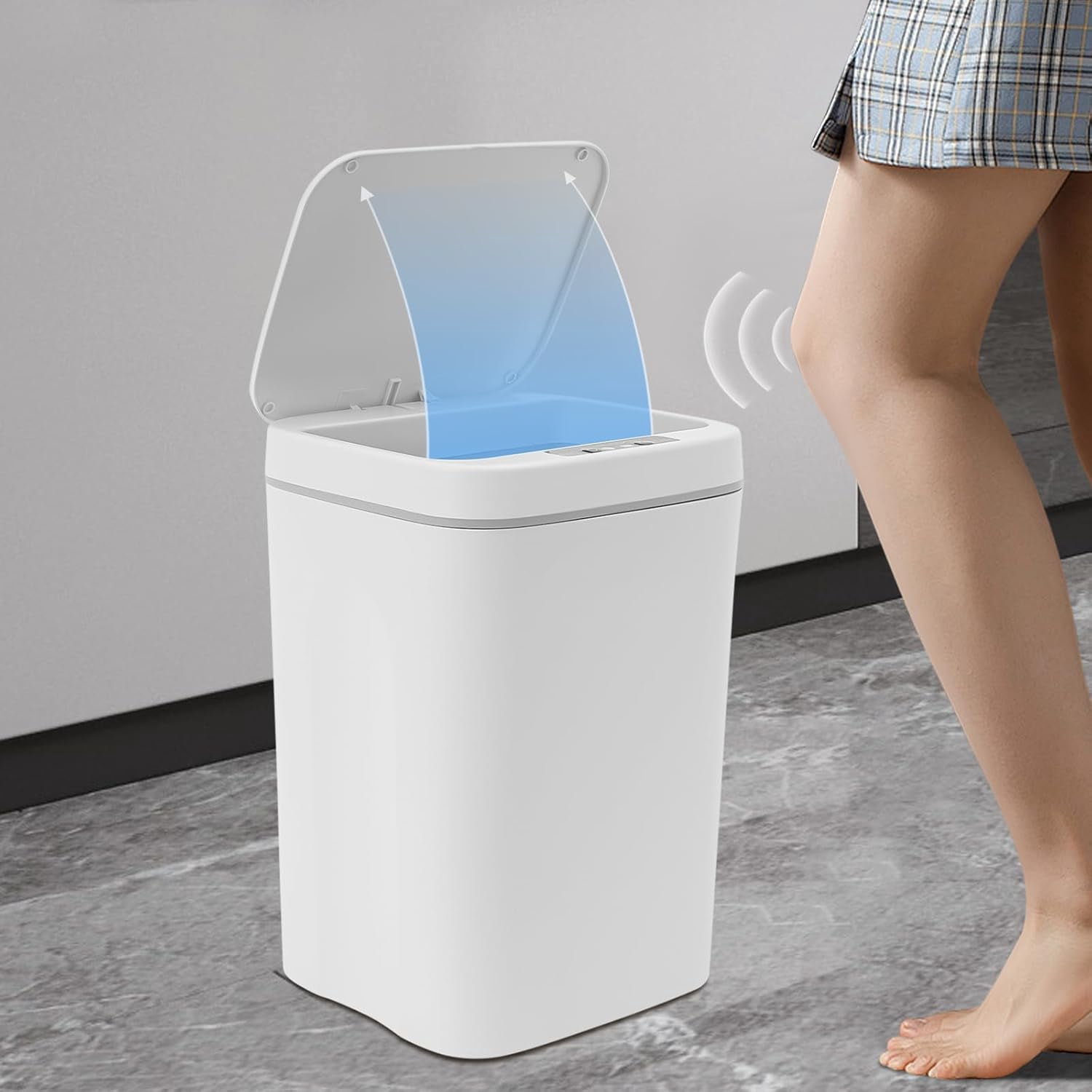 Automatic Trash Can 4.2 Gallon/16L Infrared Motion Sensor Plastic Trash Bin with Lid Touchless Garbage Can for Kitchen Bathroom Bedroom Living Room Office Outdoor