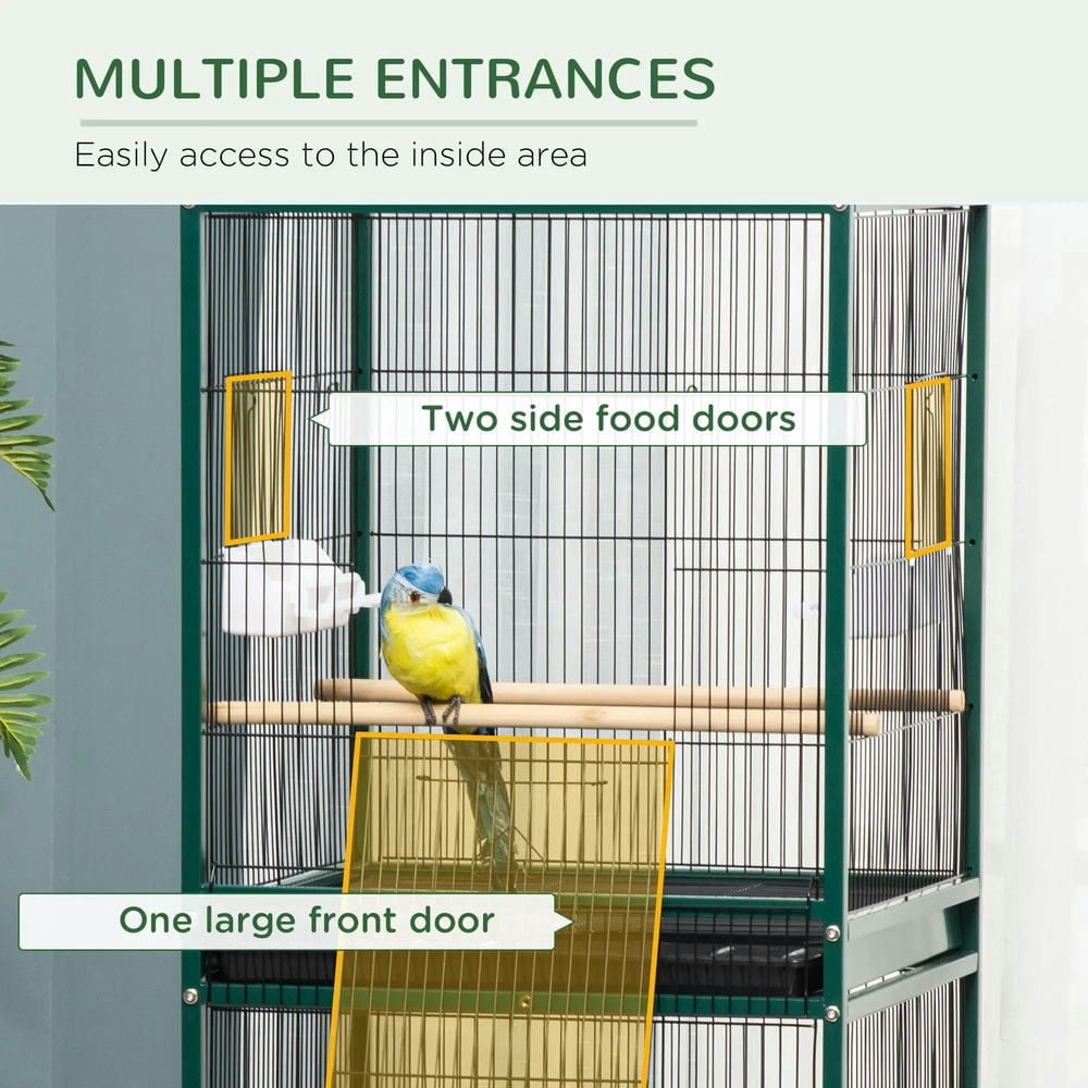 Resenkos Bird Cage, Bird Cages Habitat,Large Bird Cage for Wingspan, Bird Aviary Indoor with Multi-Door Design, Green