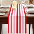 thumbnail image 3 of Red Pink Stripe 108 Inch Table Runner, Geometric White Vertical Striped Farmhouse Dresser Scarf Cotton & Linen Tablerunner for Dining/Kitchen Island/Holiday Party Décor 13" x 108", 3 of 9